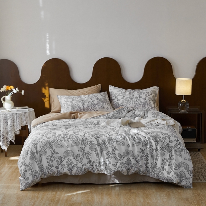 91家纺网 家纺一手货源 找家纺 时年 2023新款天丝印花四件套 月韵