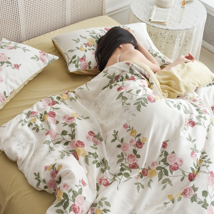 91家纺网 家纺一手货源 找家纺 时年 2023新款天丝印花四件套 曼茂