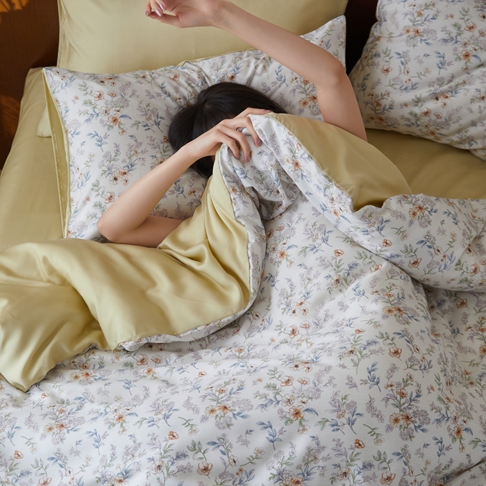 91家纺网 家纺一手货源 找家纺 时年 2023新款天丝印花四件套 梦涵