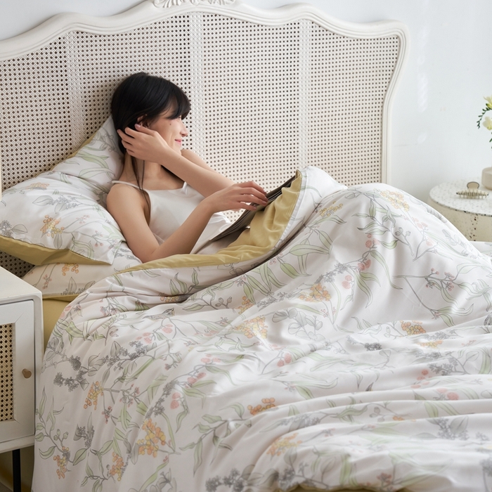 91家纺网 家纺一手货源 找家纺 时年 2023新款天丝印花四件套 洛禾