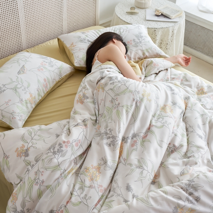 91家纺网 家纺一手货源 找家纺 时年 2023新款天丝印花四件套 洛禾