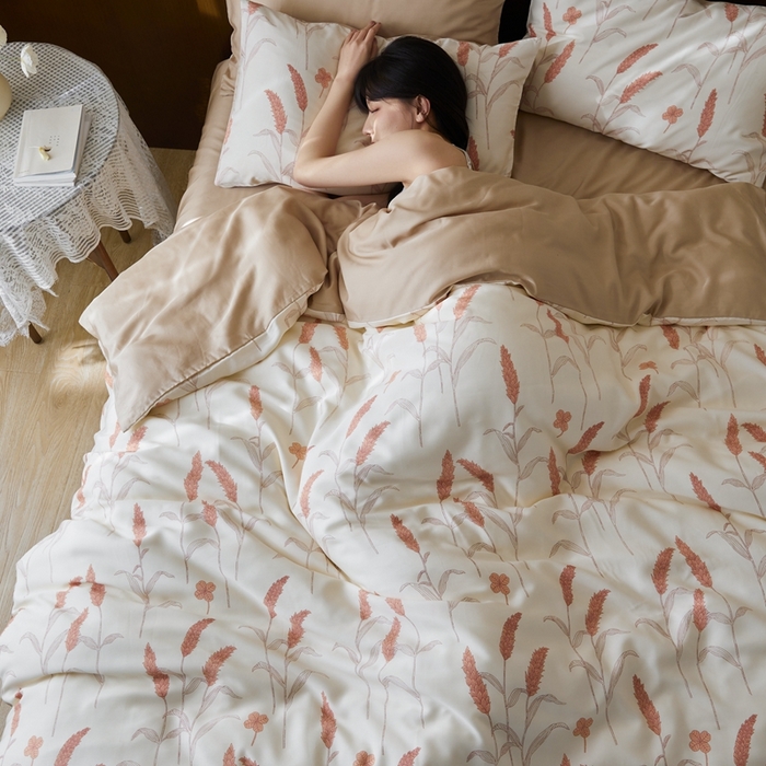 91家纺网 家纺一手货源 找家纺 时年 2023新款天丝印花四件套 稻香