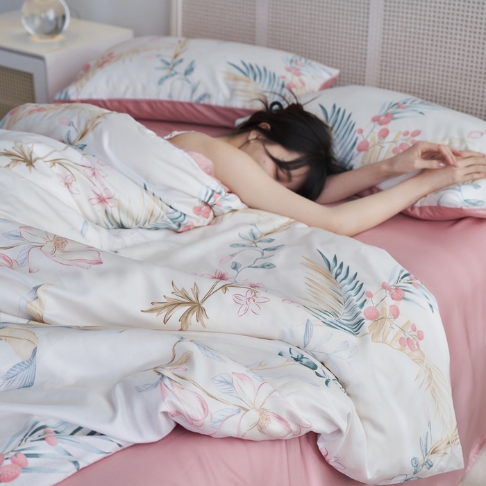 91家纺网 家纺一手货源 找家纺 时年 2023新款天丝印花四件套 简秋