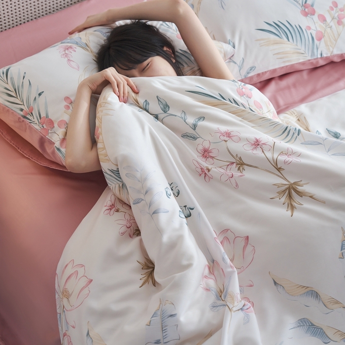 91家纺网 家纺一手货源 找家纺 时年 2023新款天丝印花四件套 简秋