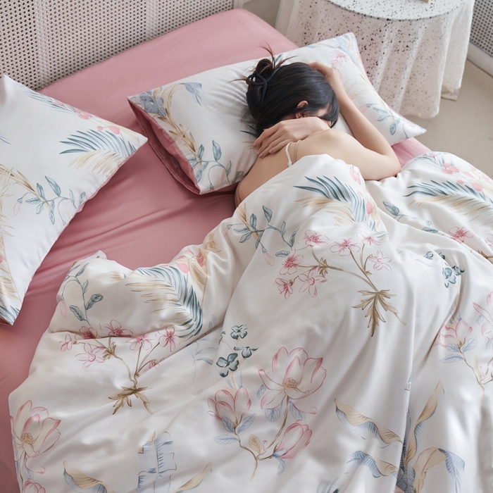 91家纺网 家纺一手货源 找家纺 时年 2023新款天丝印花四件套 简秋