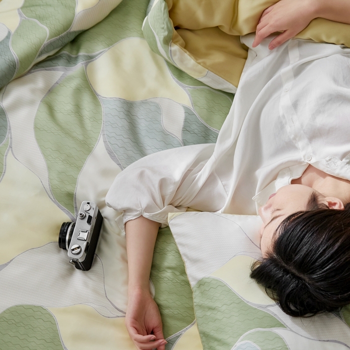 91家纺网 家纺一手货源 找家纺 时年 2023新款天丝印花四件套 绿萝