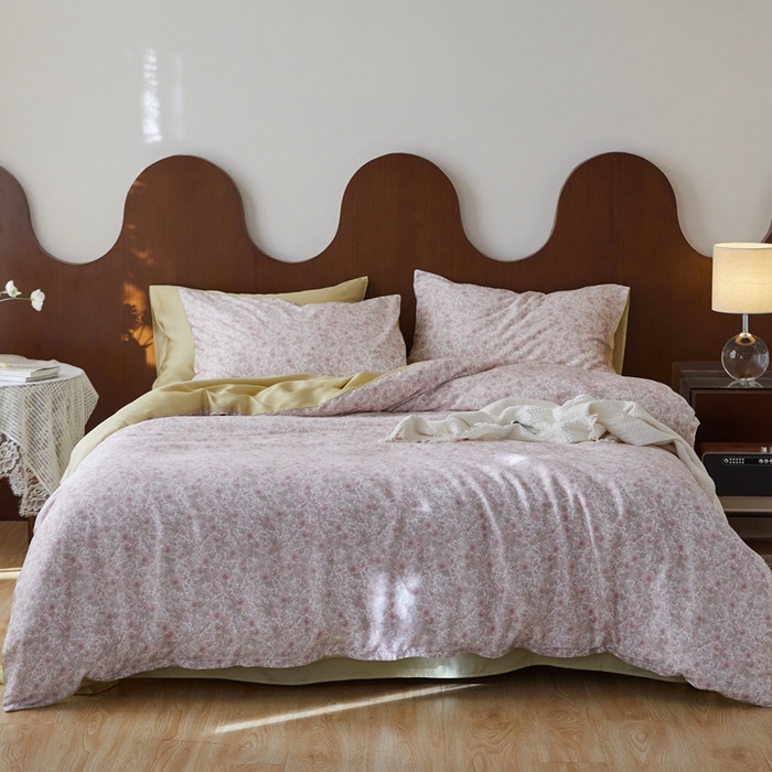 91家纺网 家纺一手货源 找家纺 时年 2023新款天丝印花四件套 芳馨