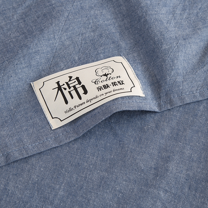 91家纺网 家纺一手货源 找家纺 柠萌家居 2023最新无印良品风格A类全棉色织水洗棉单床单 牛仔蓝