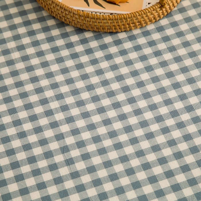 91家纺网 家纺一手货源 找家纺 柠萌家居 2023最新无印良品风格A类全棉色织水洗棉单床单 浅蓝小格