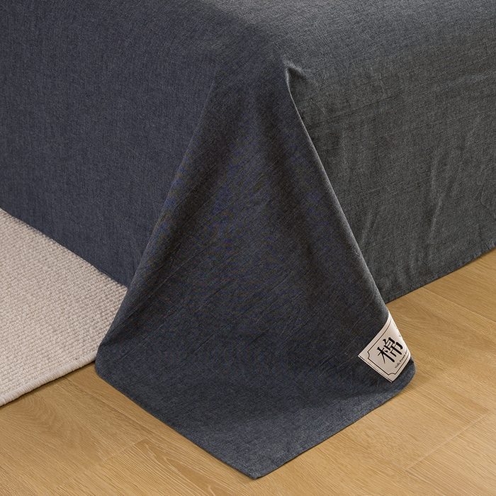 91家纺网 家纺一手货源 找家纺 柠萌家居 2023最新无印良品风格A类全棉色织水洗棉单床单 深灰色