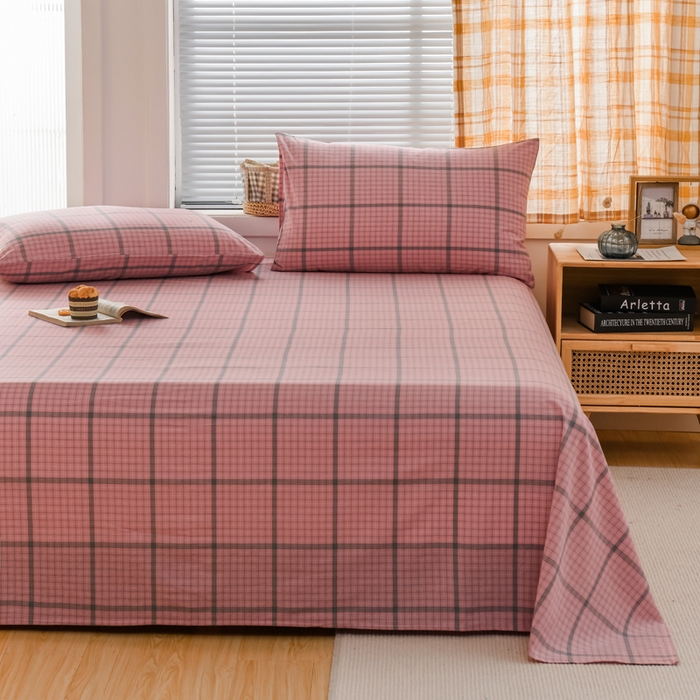 91家纺网 家纺一手货源 找家纺 柠萌家居 2023最新无印良品风格A类全棉色织水洗棉单床单 瓦尔粉