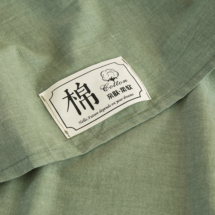 91家纺网 家纺一手货源 找家纺 柠萌家居 2023最新无印良品风格A类全棉色织水洗棉单床单 一抹绿