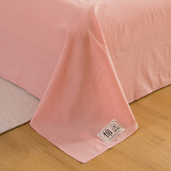 91家纺网 家纺一手货源 找家纺 柠萌家居 2023最新无印良品风格A类全棉色织水洗棉单床单 玉色