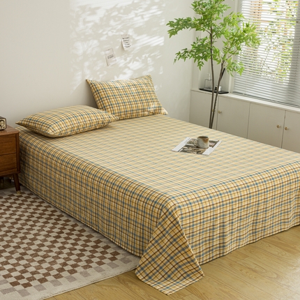 91家纺网 家纺一手货源 找家纺 （总）柠萌家居 2023最新无印良品风格A类全棉色织水洗棉单床单