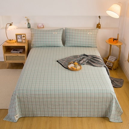 91家纺网 家纺一手货源 找家纺 （总）柠萌家居 2023最新无印良品风格A类全棉色织水洗棉单床单