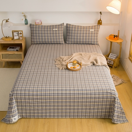 91家纺网 家纺一手货源 找家纺 （总）柠萌家居 2023最新无印良品风格A类全棉色织水洗棉单床单