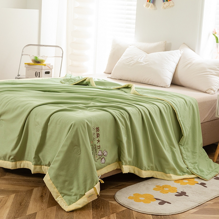 91家纺网 家纺一手货源 找家纺 （总）永耀家纺 2024新款棉麻双层纱大豆夏凉被