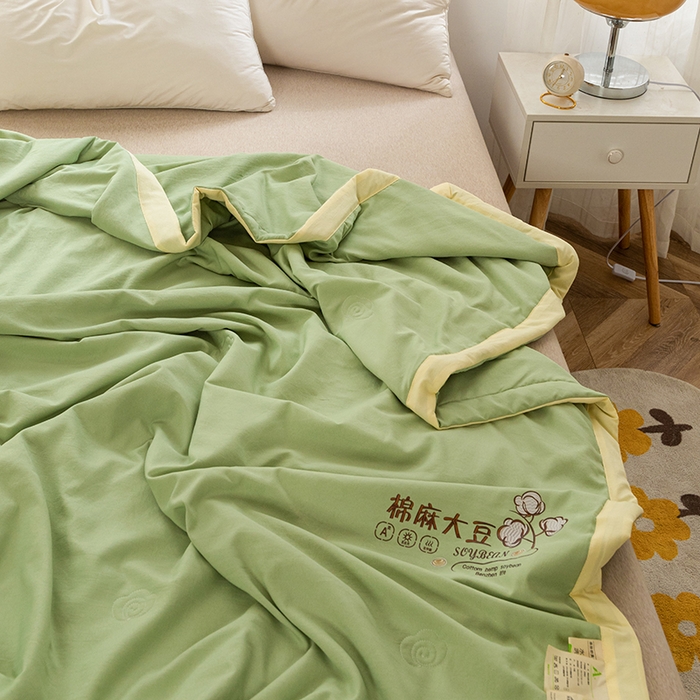 91家纺网 家纺一手货源 找家纺 （总）永耀家纺 2024新款棉麻双层纱大豆夏凉被