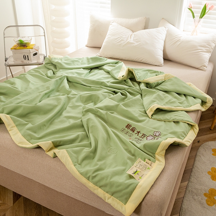 91家纺网 家纺一手货源 找家纺 （总）永耀家纺 2024新款棉麻双层纱大豆夏凉被