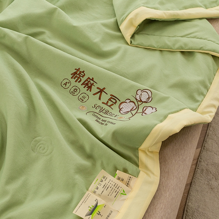 91家纺网 家纺一手货源 找家纺 （总）永耀家纺 2024新款棉麻双层纱大豆夏凉被