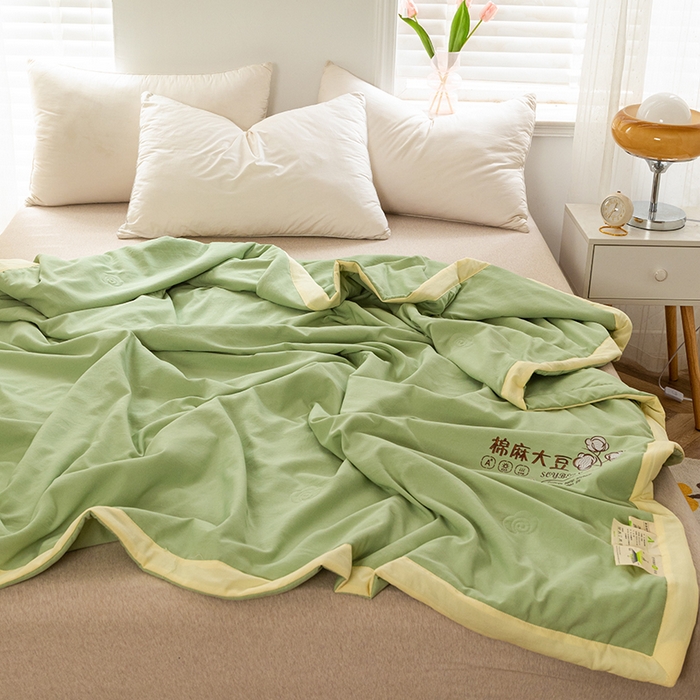 91家纺网 家纺一手货源 找家纺 （总）永耀家纺 2024新款棉麻双层纱大豆夏凉被