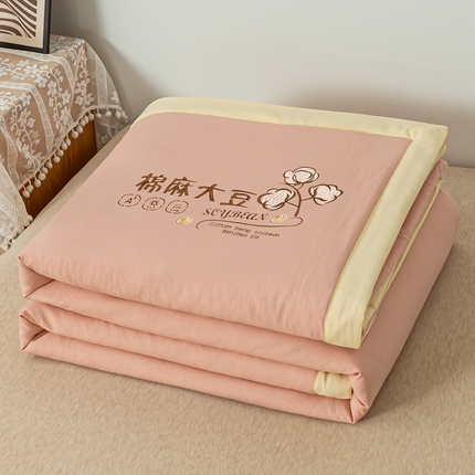 91家纺网 家纺一手货源 找家纺 （总）永耀家纺 2024新款棉麻双层纱大豆夏凉被