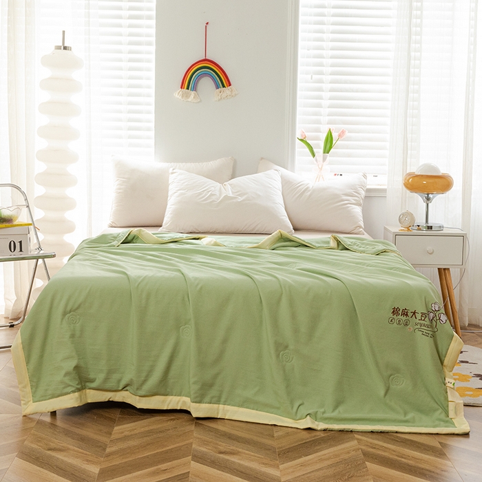 91家纺网 家纺一手货源 找家纺 （总）永耀家纺 2024新款棉麻双层纱大豆夏凉被