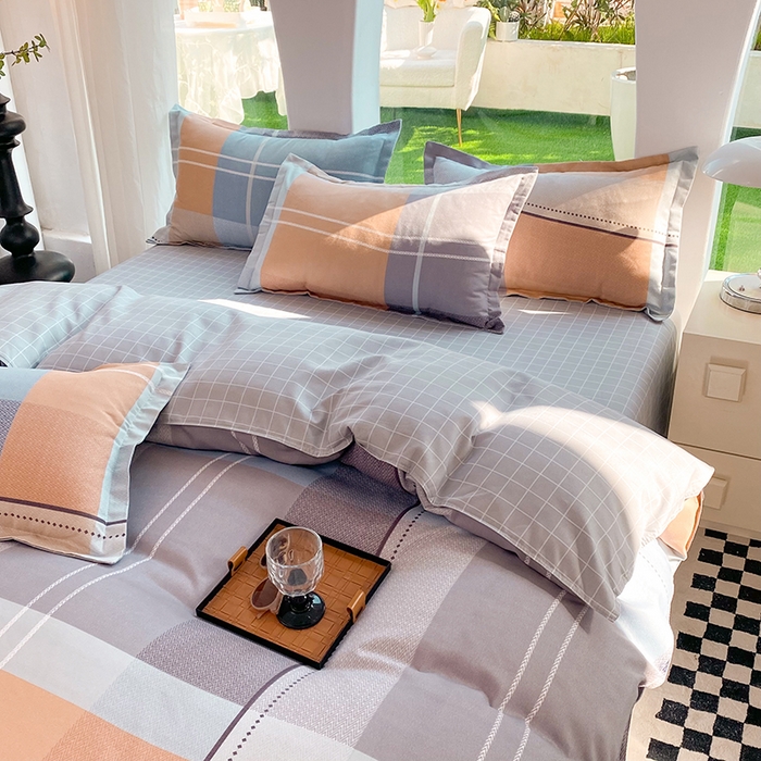 91家纺网 家纺一手货源 找家纺 妖妖家纺 2023铂金高克重植物羊绒130克斜纹印花四件套 晨暮