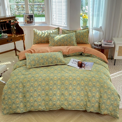 妖妖家纺 2023铂金高克重植物羊绒130克斜纹印花四件套 朝暮