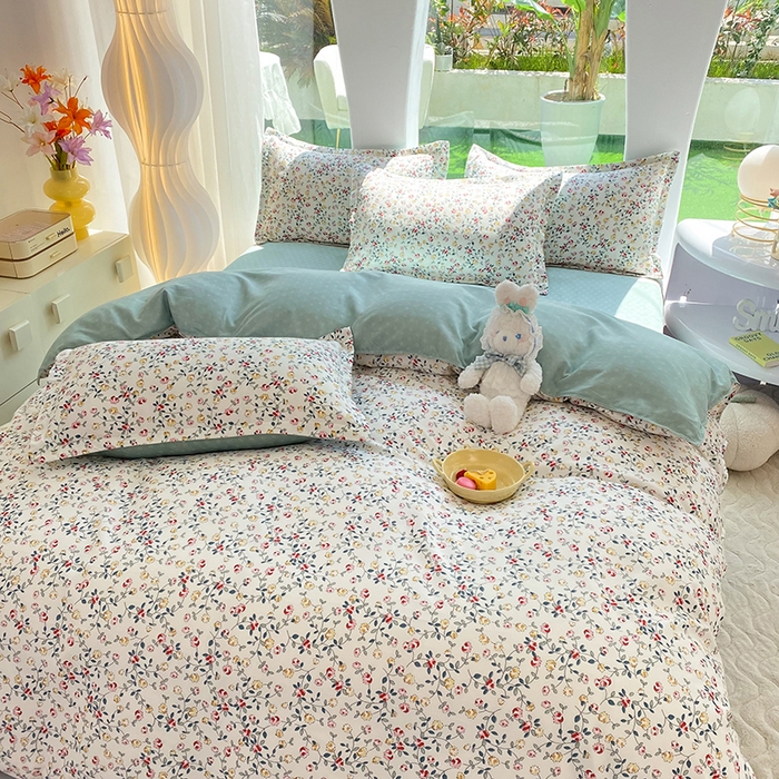 91家纺网 家纺一手货源 找家纺 妖妖家纺 2023铂金高克重植物羊绒130克斜纹印花四件套 春研