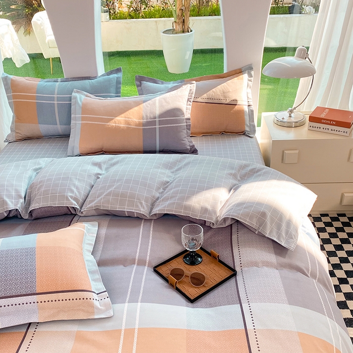 91家纺网 家纺一手货源 找家纺 妖妖家纺 2023铂金高克重植物羊绒130克斜纹印花四件套 晨暮