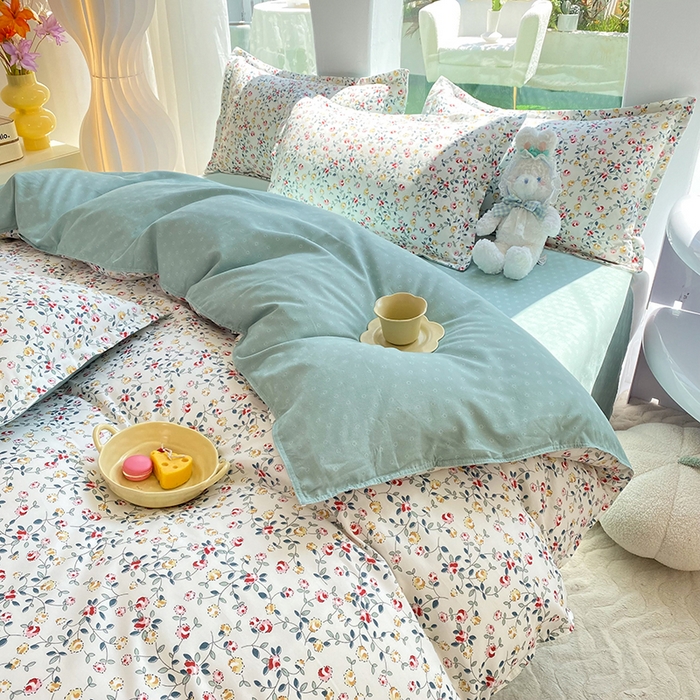 91家纺网 家纺一手货源 找家纺 妖妖家纺 2023铂金高克重植物羊绒130克斜纹印花四件套 春研