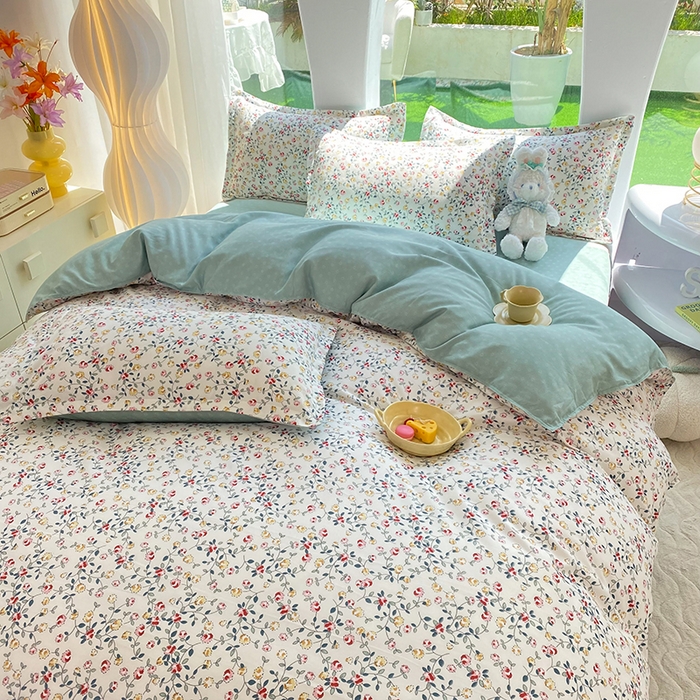 91家纺网 家纺一手货源 找家纺 妖妖家纺 2023铂金高克重植物羊绒130克斜纹印花四件套 春研