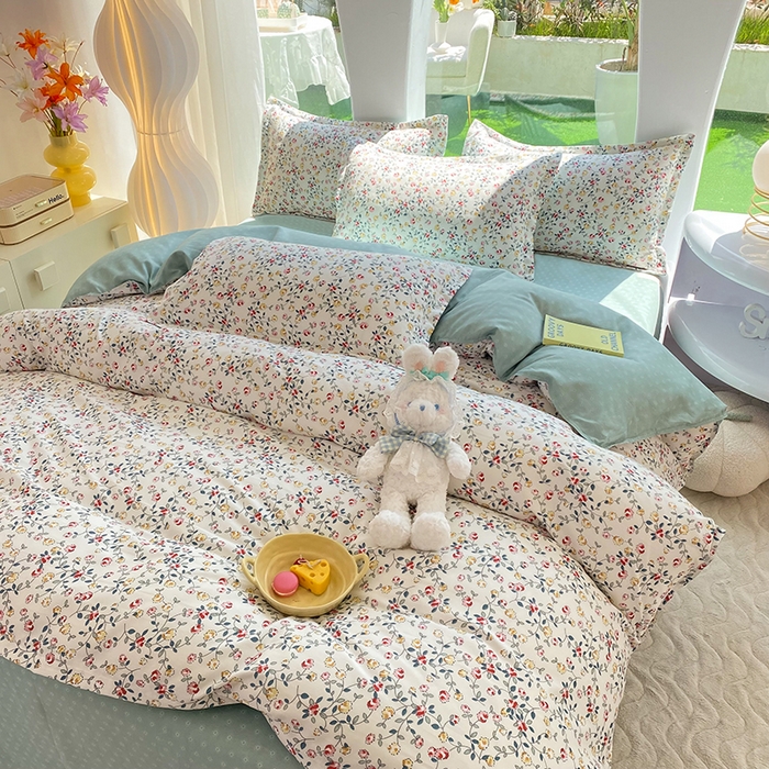 91家纺网 家纺一手货源 找家纺 妖妖家纺 2023铂金高克重植物羊绒130克斜纹印花四件套 春研