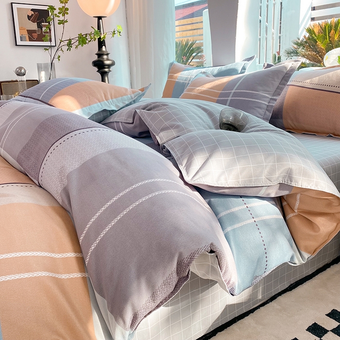 91家纺网 家纺一手货源 找家纺 妖妖家纺 2023铂金高克重植物羊绒130克斜纹印花四件套 晨暮