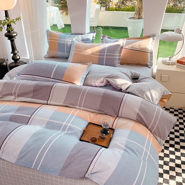 91家纺网 家纺一手货源 找家纺 妖妖家纺 2023铂金高克重植物羊绒130克斜纹印花四件套 晨暮