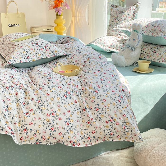 91家纺网 家纺一手货源 找家纺 妖妖家纺 2023铂金高克重植物羊绒130克斜纹印花四件套 春研