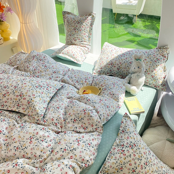 91家纺网 家纺一手货源 找家纺 妖妖家纺 2023铂金高克重植物羊绒130克斜纹印花四件套 春研