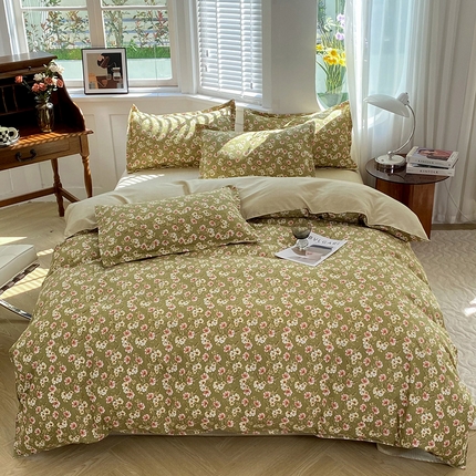 妖妖家纺 2023铂金高克重植物羊绒130克斜纹印花四件套 漫野