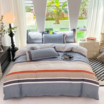 妖妖家纺 2023铂金高克重植物羊绒130克斜纹印花四件套 曼哈顿