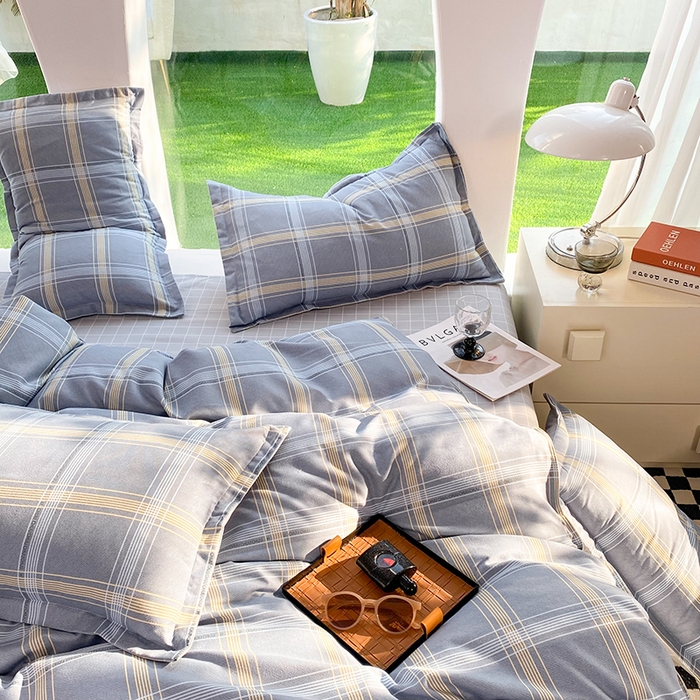 91家纺网 家纺一手货源 找家纺 妖妖家纺 2023铂金高克重植物羊绒130克斜纹印花四件套 素雅