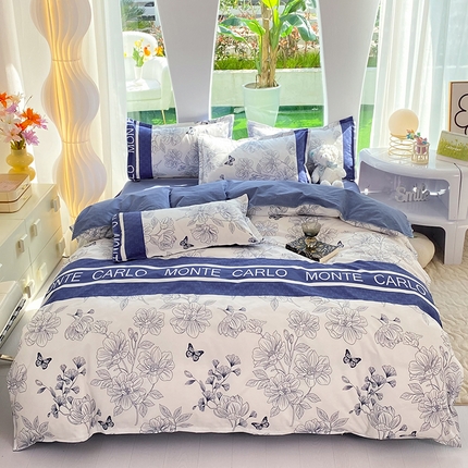 妖妖家纺 2023铂金高克重植物羊绒130克斜纹印花四件套 听风