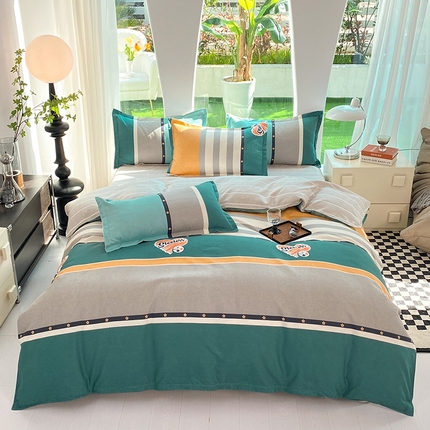 91家纺网 家纺一手货源 找家纺 （总）妖妖家纺 2023铂金高克重植物羊绒130克双棉绒斜纹印花四件套