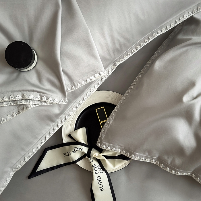 91家纺网 家纺一手货源 找家纺 怡家居2023新款100支长绒棉贝壳针四件套 摩登灰