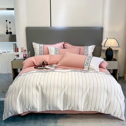 91家纺网 家纺一手货源 找家纺 2023新款60S亲肤棉磨毛可可小姐港风时尚四件套 可可浅豆沙