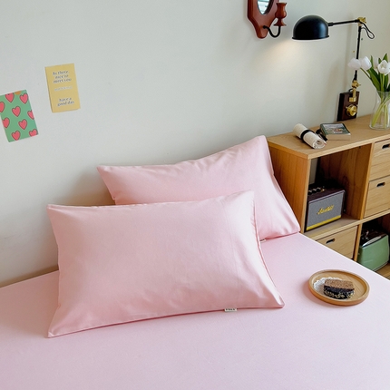 91家纺网 家纺一手货源 找家纺 印季 2023新款全棉加厚老粗布单品枕套 月白-粉