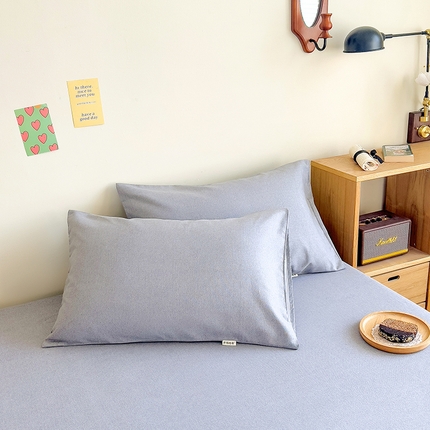 91家纺网 家纺一手货源 找家纺 印季 2023新款全棉加厚老粗布单品枕套 月白-灰