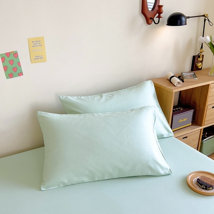 91家纺网 家纺一手货源 找家纺 印季 2023新款全棉加厚老粗布单品枕套 月白-绿