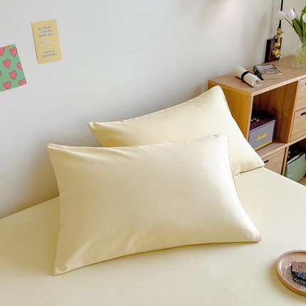 91家纺网 家纺一手货源 找家纺 印季 2023新款全棉加厚老粗布单品枕套 月白-黄