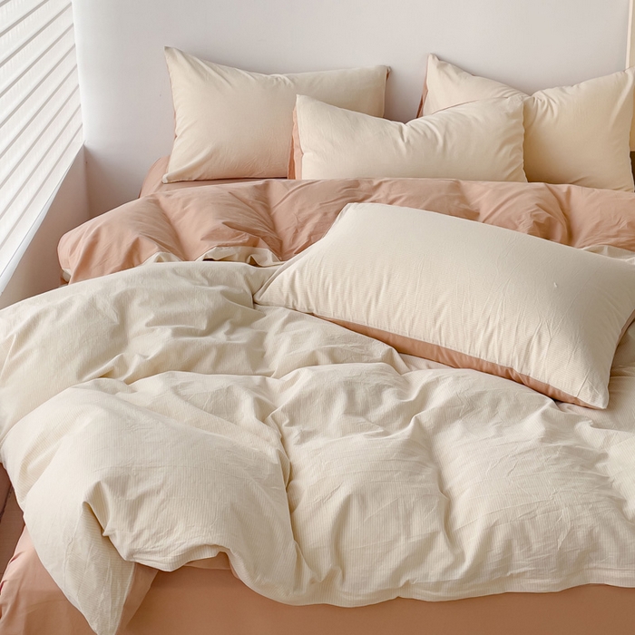 91家纺网 家纺一手货源 找家纺 金丝鸟 2023新款全棉水洗棉简单款条纹系列 简约条纹 咖